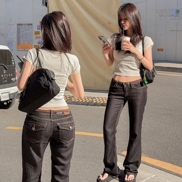 Meriv Raw Denim Low Bootcut Pants