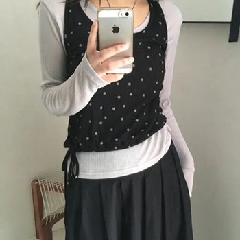 *Layered* Dot Halter Sleeveless