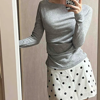 Dot Zipper A-Line Daily Mini Skirt