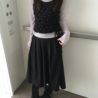 Pie Button Long Skirt