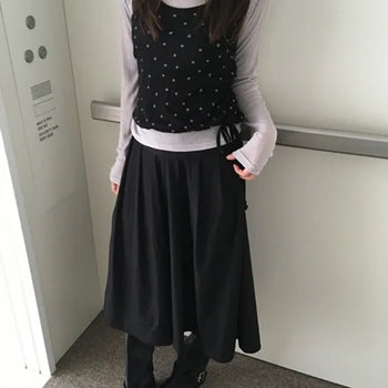 Pie Button Long Skirt