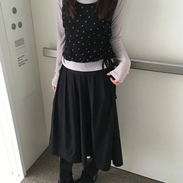 Pie Button Long Skirt
