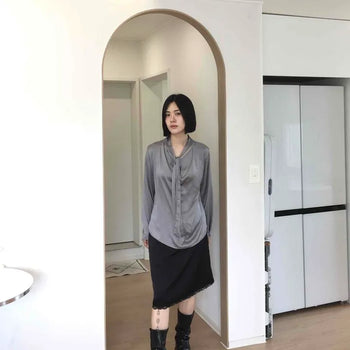 String Straight H-Line Daily Midi Skirt