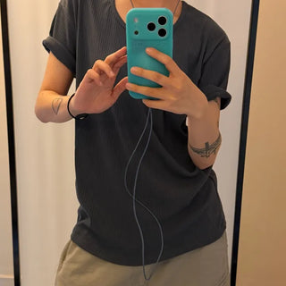 Deep U-Neck Rib Tee