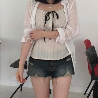 Washed Frayed Button Daily Shorts