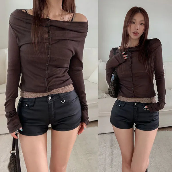 Mustang see-through off-shoulder cardigan