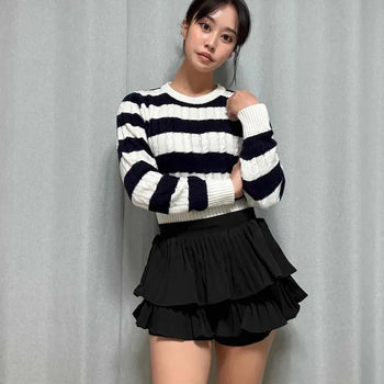 Ruyu Frill Tiered Layered Daily Mini Skirt