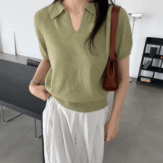 Nave Summer Boucle Collar Short Sleeve Knit