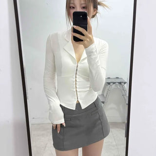 Layered Straight Regular Fit Daily Mini Skirt