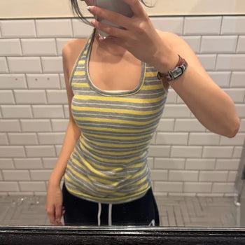 Striped Halter Neck