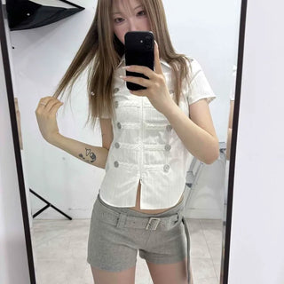 Buckle Straight Loose Fit Daily Shorts