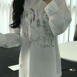 Oversized Graphic Casual Daily Long-Sleeve T-Shirt