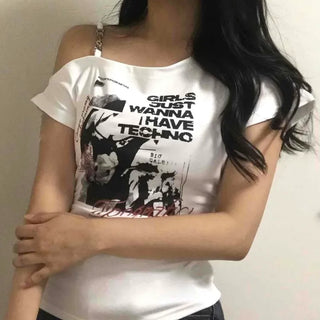 Loose Fit Graphic Lettering Print Daily Short Sleeve T-shirt