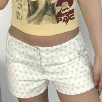 Regular Fit Flower Button Straight Daily Shorts