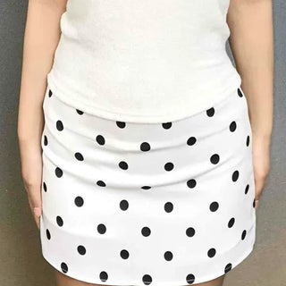 Dot Zipper Straight H-Line Daily Mini Skirt