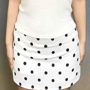 Dot Zipper Straight H-Line Daily Mini Skirt
