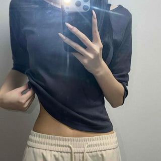 Loose Fit Plain Casual Daily Long Sleeve T-shirt