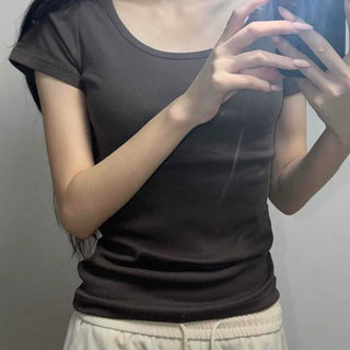 Regular Fit Plain Short Sleeve Basic Casual Short Sleeve T-shirt