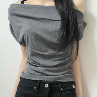 Slim Fit Drape Plain Daily Short Sleeve T-shirt