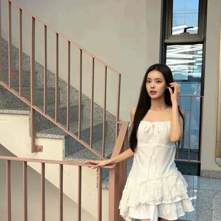 Frill Tiered Strap A-Line Sleeveless Mini Dress