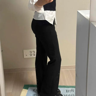Pintuck Zipper Wide Daily Slacks