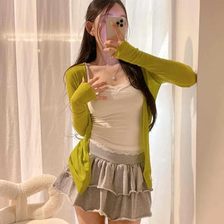 Slim Fit Plain Long Sleeve Basic Casual Cardigan