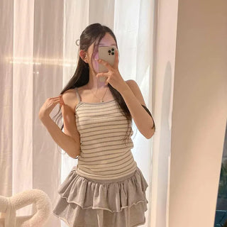 Strap Contrast Slim Fit Striped Daily Sleeveless