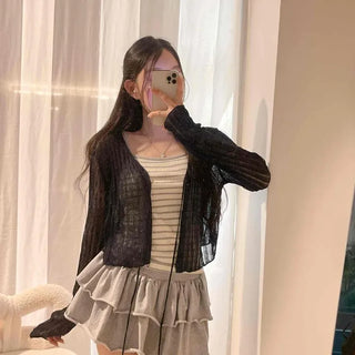Button-Open Regular Fit Plain Long Sleeve Cardigan