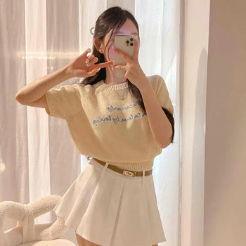 Pintuck Pleated Flare A-Line Daily Mini Skirt