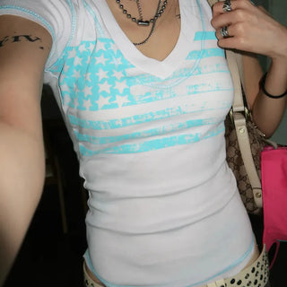 AQUA Vintage V-neck Short Sleeve T-shirt