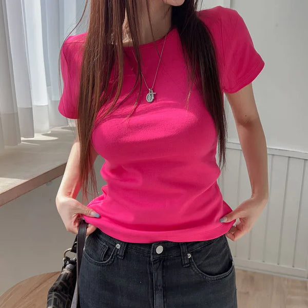 Gielo Round Collar Short Sleeve Tee