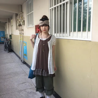 Mori Girl check layered dress