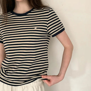 Ento Striped Short Sleeve Ringer Tee