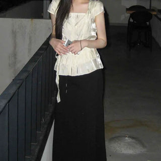 Loose-fit String Straight H-line Daily Long Skirt
