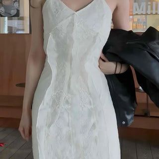 Strap Flower Slim Fit A-Line Sleeveless Long Dress