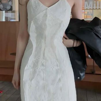 Strap Flower Slim Fit A-Line Sleeveless Long Dress