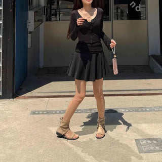 Button Plain Daily Sleeveless