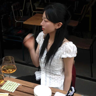 Frill Shirring Button Punching Flower Sleeveless