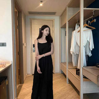 Strap Ribbon Loose Fit A-Line Sleeveless Long Dress
