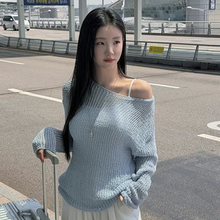 Loop Loose Fit Net Long Sleeve Knit