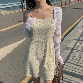 Sage Flower Mini Sleeveless Dress