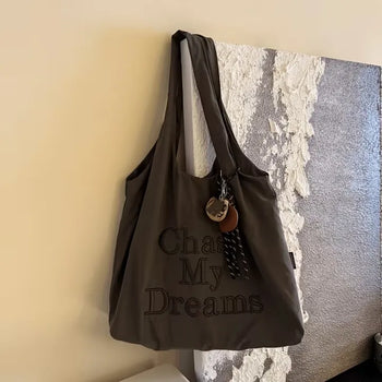 Mocha Big Shoulder Bag / Merchant Bag Summer Bag Laptop Bag Nylon Bag Brown Bag Big Size Bag Large Capacity Bag Daily Look
