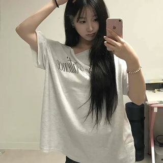 Lettering Oversized Daily Short Sleeve T-shirt