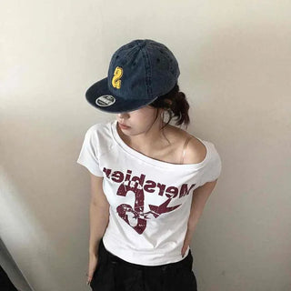 Lettering Numbering Graphic Raglan Sleeve Short Sleeve T-shirt