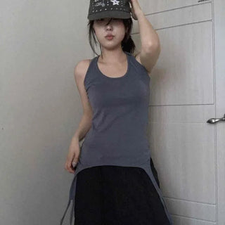 String Halter Neck Plain Slim Fit Daily Sleeveless