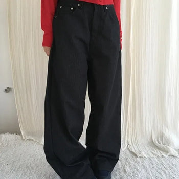 Non-faded Herringbone Wide Pants