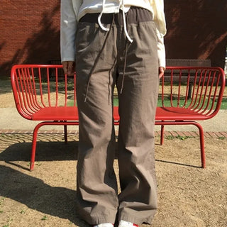Elastic Nylon Bootcut Pants