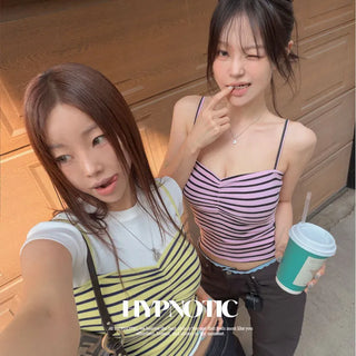 [MADE: In-house Production] Color-block Stripe Shirred Sleeveless Top