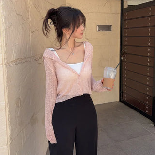 Azet hooded knit cardigan