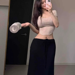String Straight Relaxed Fit H-Line Plain Daily Long Dress